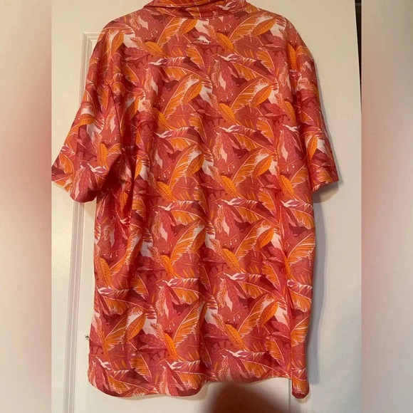 Tommy Bahama Jungle Bay IslandZone Polo Shirt Mens XL Havana Palms Orange Red - Picture 5 of 5